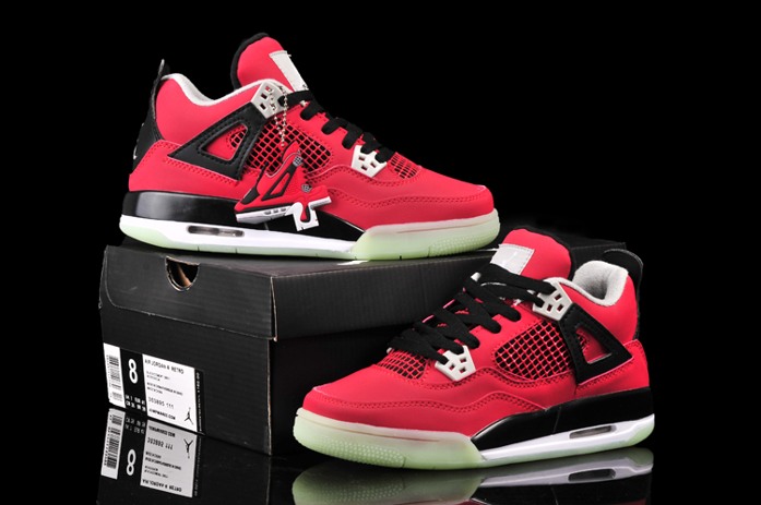 Nike Air Jordan IV 4 rougeoyant retro Femmes chaussures en vente rouge (2)